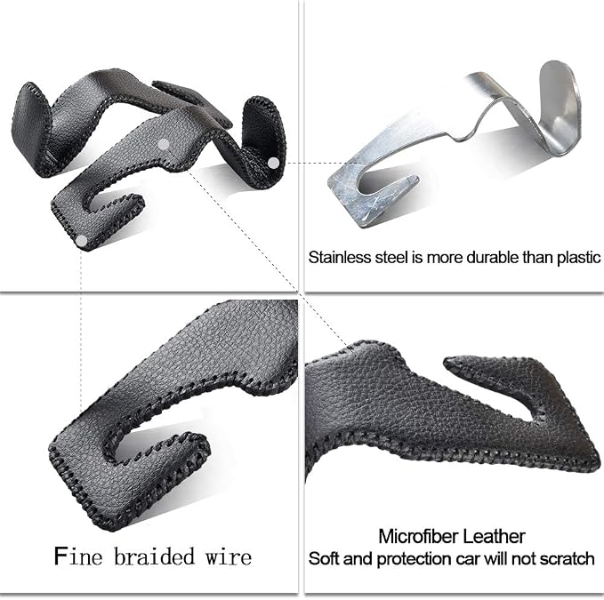 yicheyiyou Car Hooks Universal Car Vehicle Back Seat Headrest Hanger Holder Hook Microfiber Leather & Stainless Steel for Bag Purse Cloth Drink Grocery (Beige) - Image 5