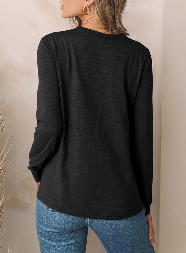 EVALESS Womens Crewneck Long Sleeve Tops Casual Polka Dots Tops Fall 2026 Tshirts Shirts - Image 4