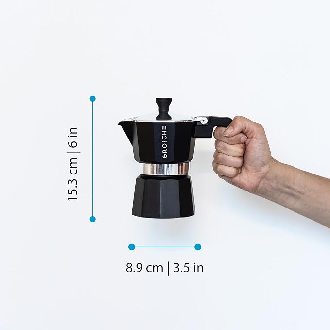 GROSCHE Milano Stovetop Espresso Maker Moka Pot 3 espresso Cup - 5 oz, Black - Cuban Coffee Maker Stove top coffee maker Moka Italian espresso greca coffee maker brewer percolator | Cuban Coffee Maker And Italian Moka Pot For Stovetop Espresso; For Gas... - Image 6