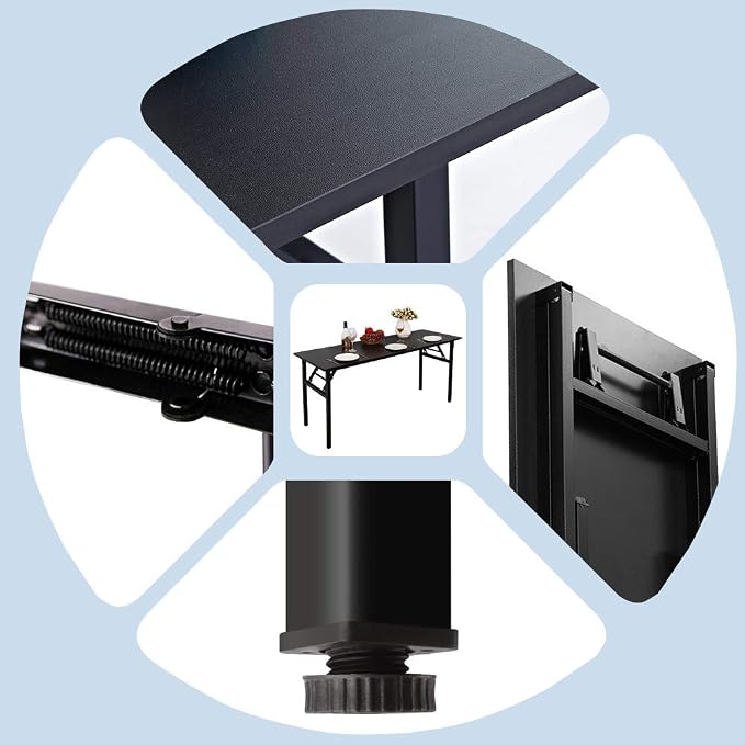 Need Home Office Desk - 62 Inches Large Computer Desk Sturdy Black Table Foldable Desk Gaming Computer Table No Assembly Required AC5CB 62inch | Black Frame Writing Gaming Work Table/Foldable Home Office Desk/Sewing Table, No Assembly Required - Image 4