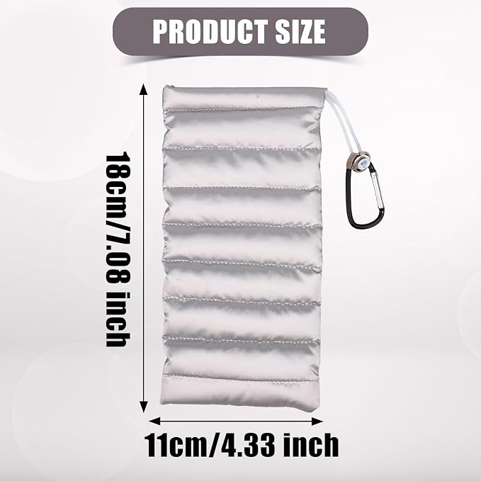 Lyreh Thermal Phone Pouch, Down Cotton Warm Phone Case Cover Bags Prevents Freezing & Overheating Protector Cellphone Pouch with Carabiner for Outdoor Camping Hiking Skiing (Silver) - Image 2