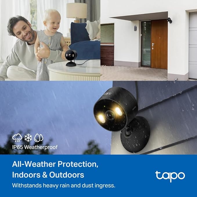Tapo 1080p Indoor/Outdoor Security Camera - Free Person/Motion/Baby Cry Detection, Color Night Vision, IP65 Weatherproof, SD/Cloud Storage, Works w/Alexa & Google Home HybridCam, Black - Image 2