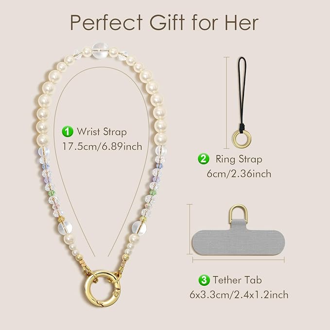 SURPHY Phone Charm, Handmade Beaded Phone Wrist Strap with Tether Tab | Phone Charm Strap, Phone Chain with Premium Metal Buckle, Wrist Strap Fits Cellphone Cases, Wallets, Bags, Keys - Image 2