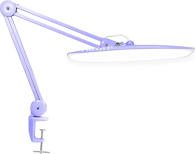 Neatfi XL 2200 Lumens 24W LED Desk Lamp – Shadow-Free Task Lighting | 4-Level Dimming | Home Office & Crafts Use | 20-Inch Wide Head (Lavender, Non-CCT with Clamp) by Neatfi