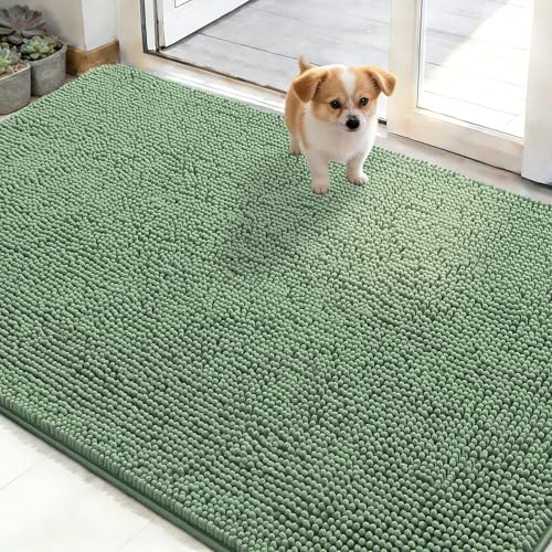 OLANLY Dog Door Mat for Muddy Paws 48x30, Super Absorbent Chenille Mud Mat by OLANLY