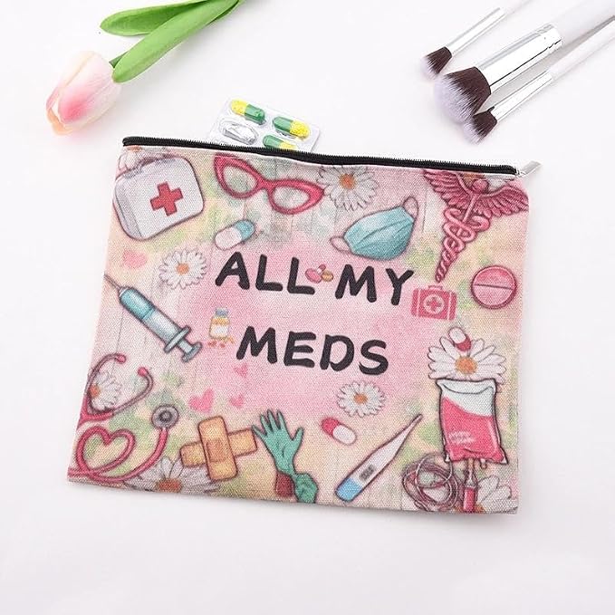 Small Ouchie Pouch Bag Canvas Medicine Storage Bags Wound Care Travel Bag Drug Storage Bags for Medicine First Aid Kit Zipper Pouches Emergency Pouch for Women Girls Doctor Nurse Pouches for Work - Image 7