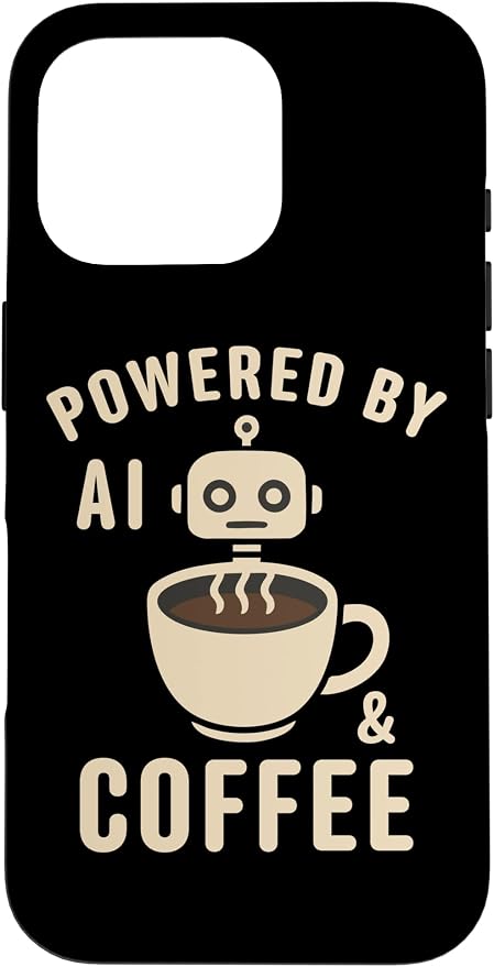 Powered by AI and Coffee Robot Case for iPhone 16 Pro by Unknown