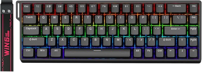 AULA WIN68 HE Mechanical Gaming Keyboard 60%, Hall Effect Magnetic Switch, Fast Trigger Mode Adjustable Actuation, 8000Hz Polling Rate, RGB Backlit, Wired Black Keyboard for Laptop/PC Gamer - Image 9