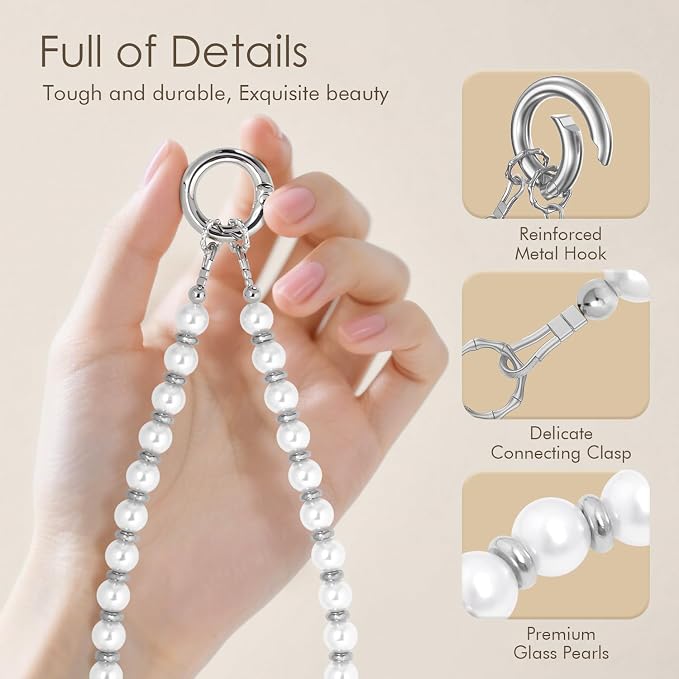 SURPHY Phone Charm, Handmade Beaded Phone Wrist Strap with Tether Tab | Phone Charm Strap, Phone Chain with Premium Metal Buckle, Wrist Strap Fits Cellphone Cases, Wallets, Bags, Keys - Image 4