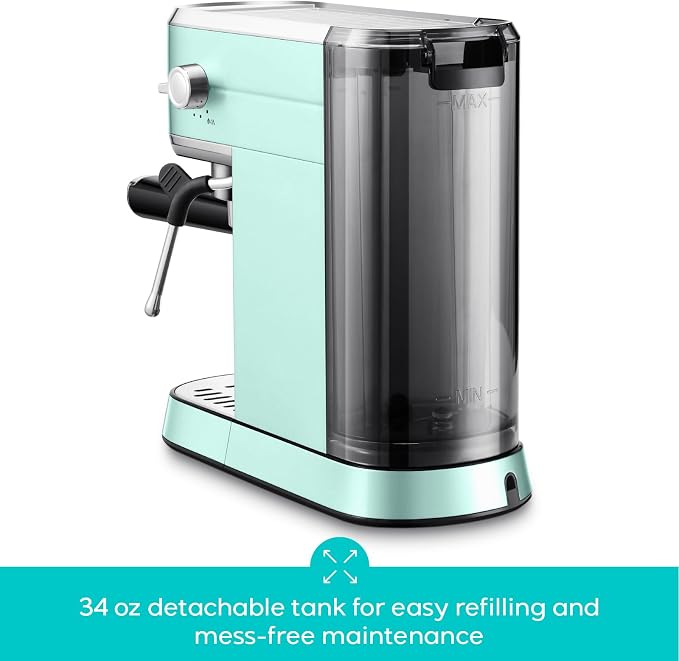 CASABREWS CM5418 Espresso Machine, Small Coffee Maker with Steam Wand | Stainless Steel, 20-Bar Pump, Built-in Pressure Gauge, Powerful Steam Wand for Cappuccino Latte for Home, 34oz Water Tank - Image 5