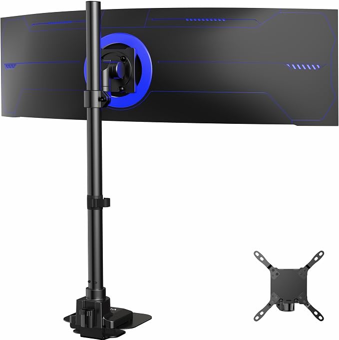 VIVO Single Ultra-Wide Monitor Desk Mount for up to 57 inch Ultrawide Screens, Extra Tall Heavy Duty Adjustable Stand Holds 59.4 lbs, Black, STAND-V157R by Unknown
