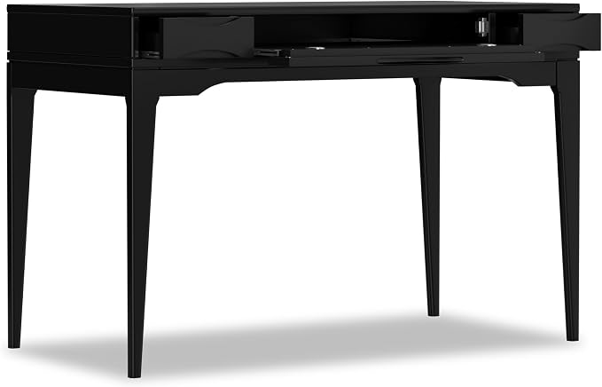 SIMPLIHOME Harper Small Desk - 48 inch Wide Solid Hardwood Writing Desk in Black, Mid-Century Modern Home Office Table for Study or Work with 2 Drawers and Flip-Down Keyboard Tray - Image 4