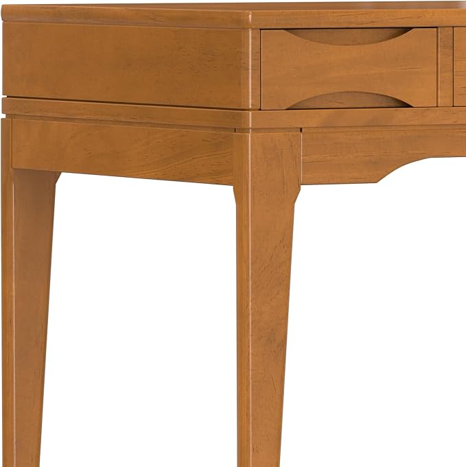 SIMPLIHOME Harper Small Desk - 48 inch Wide Solid Hardwood Writing Desk in Honey Brown, Mid-Century Modern Home Office Table for Study or Work with 2 Drawers and Flip-Down Keyboard Tray - Image 7