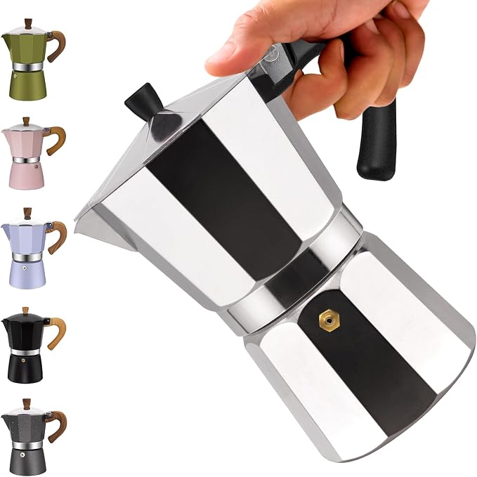 9 Cup Aluminum Moka Pot Classic Stovetop Espresso Coffee Maker 450ml 15oz Coffeemaker Percolator Mocha Pot Greca Coffee Maker Cafe Makers for Italian and Cuban Café Brewing Silver by Vaolvpant
