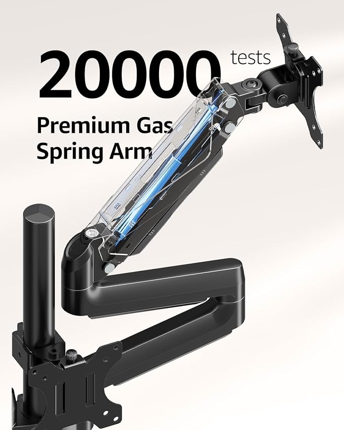 MOUNTUP Triple Monitor Mount, Triple Monitor Desk Mount for Max 27 inch Computer Screens, 3 Monitors Stand for Desk, Monitors Arm with Swivel, Tilt, Rotation, Each Arm Holds 4.4-19.8 lbs - Image 7