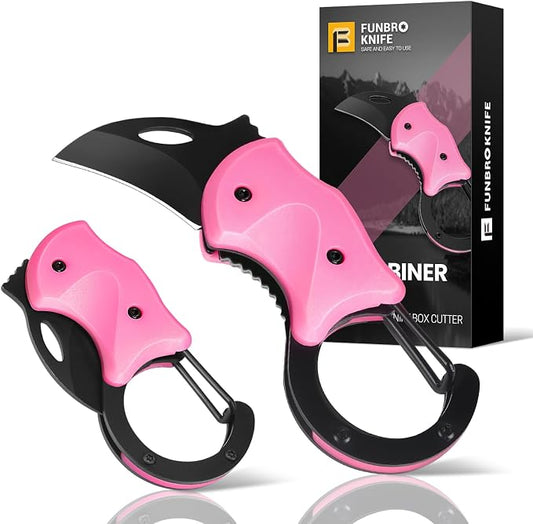 FUNBRO Cute Box Cutter Small Pocket Knife Gadgets | Pink Keychain Knife Stocking Stuffers Gifts for Mom, Womens Christmas Gift for Her by FUNBRO