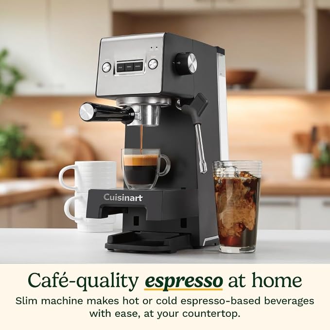 Cuisinart Espresso Bar Slim Coffee Espresso Machine, Makes Hot or Cold Cafe-Quality Beverages Including Cappuccino, Lattes, and Cold Extracted Drinks, Steam/Frothing Wand for Milk-Based Drinks,EM-160 - Image 3