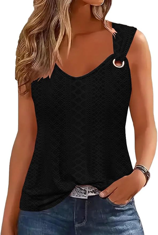 Disamer Womens Tank Tops 2026 Loose Fit Casual Summer Spaghetti Strap Trendy Spring Cute Lace Sleeveless T Shirts by Disamer