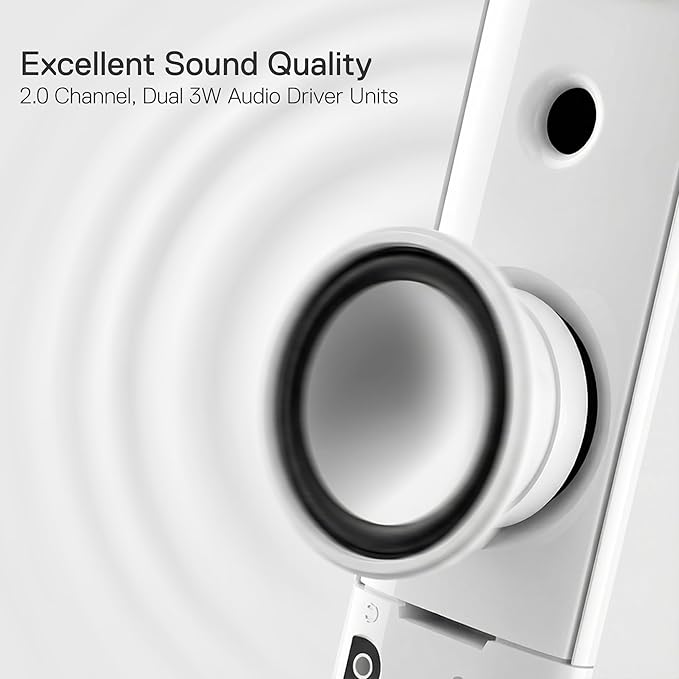 Redragon GS550 PC Gaming Speakers 2.0 Channel Stereo Enhanced Sound, White | Compact Maneuverable Size, Headphone Jack, Decent Red Backlight, Plug & Play USB Powered Desktop Computer Speaker - Image 3