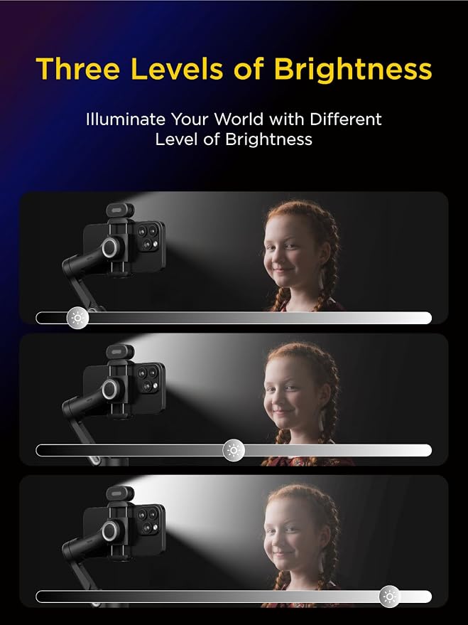 AOCHUAN 3-Axis Gimbal Stabilizer for Smartphone Smart AI XPro Black & B10 Storage Bag & E10 Extension Rod & P03 RGB Magnetic Fill Light - Image 9