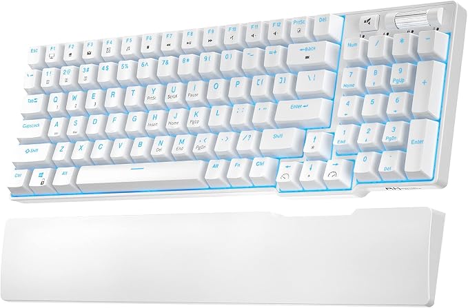RK ROYAL KLUDGE RK96 Wireless Mechanical Keyboard with Magnetic Wrist Rest | 96 Keys Hot Swappable Wireless Gaming Keyboard with Software, Triple Mode BT5.0/2.4G/USB-C, Blue Backlight, Custom Switch by RKROYALKLUDGE