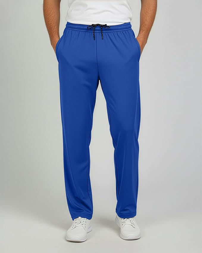 3 Pack Men's Mesh Open Bottom Sweatpants Active Athletic Workout Gym Pocket | Available in Big & Tall, Uncuffed, Elastic Waistband, Drawstring, Straight Leg, Running, Jogging, Exercise, Training, Sports - Image 2