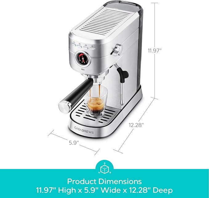 CASABREWS 5418 PRO Espresso Machine with Fast Heating System and Steam Wand | Brew Ready in 5 Seconds, Brews 2+ Milk Drinks in A Row, 20-Bar Pump, Built-in Pressure Gauge, Pro Steam Wand for Lattes - Image 6