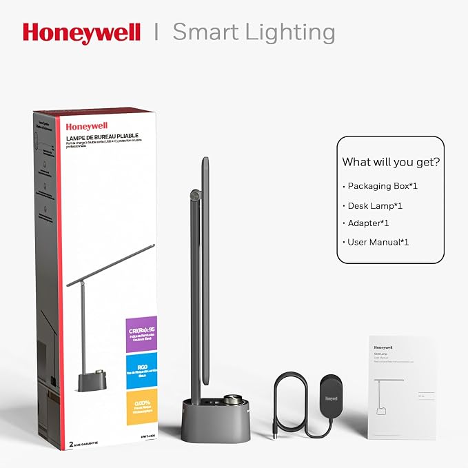 Honeywell HWT-H01 LED Desk Lamp Stepless Dimmable Table Lamp with USB A+C Dual Charging Port Eye-Caring Foldable Desk Light with 3 Color Modes for Home Office Bedroom Reading Study Sunturalux (Gray) | Sunturalux Eye Protection Light with Charging Ports... - Image 6
