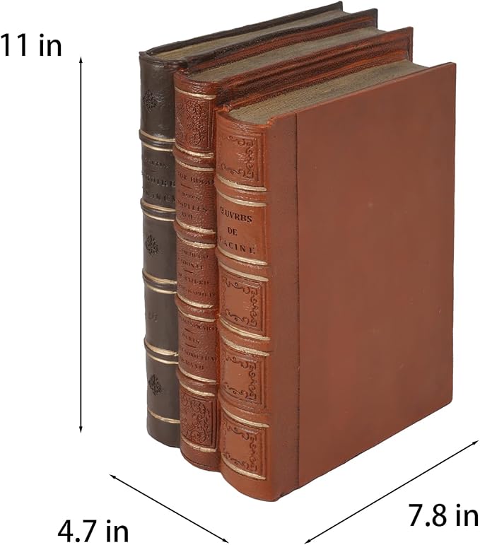 Guichifun Decorative Books Home Decor Accents - Resin Retro Classical Fake Books Faux Books Decoration Gifts for Men Coffee Table Shelf Decor for Living Room Decor 7.8 * 4.7 * 11 Inch - Image 6