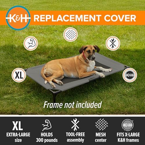 K&H Outdoor Elevated Dog Bed Pet Cot Replacement Cover, XL 50x32in, Gray - Image 3