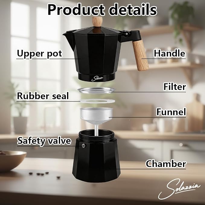 12 Cup Stovetop Espresso Maker Italian Moka Pot, Stove Top Cuban Coffee Maker, Greca Mocha Pot(Premium+, 20 oz/600ml) - Image 6