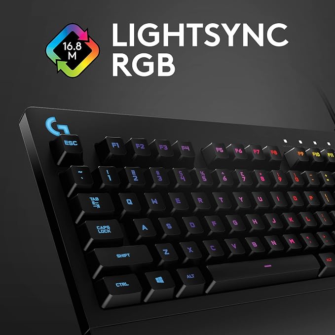 Logitech G213 Prodigy Wired RGB Gaming Keyboard - Black | Mech-Dome Keys, Palm Rest, Adjustable Feet, Media Controls, LIGHTSYNC RGB, USB, Compatible with Windows - Image 4