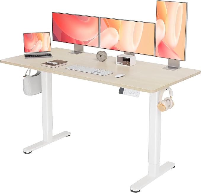 YDN 63 x 24 Inch Nature Electric Standing Desk | Adjustable Height, Sit Stand, Cable Management, Ergonomic, Home Office by YDN