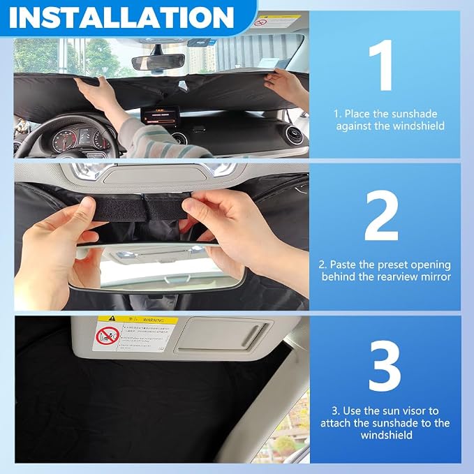 Car Windshield Sun Shade Compatible with Toyota RAV4 2019-2025,Oxford Cloth Sun Shade for Car Windshield with Foldable Design,Windshields Cover Suns Shades for Blocking Heat with Storage Bag - Image 7