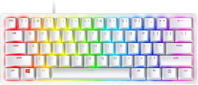Razer Huntsman Mini 60% Gaming Keyboard: Fast Keyboard Switches - Clicky Optical Switches - Chroma RGB Lighting - PBT Keycaps - Onboard Memory - Snap Tap - White by Unknown