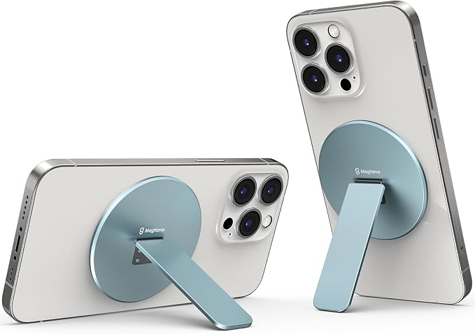 Magnetic Phone Stand Grip for Magsafe, Utral-Thin Snap-on Phone Holder, Kickstand, & Grip, Foldable & Adjustable for Hands-Free Viewing | Compatible with Phone 16 15 14 13 12 Pro, Blue by Magtame