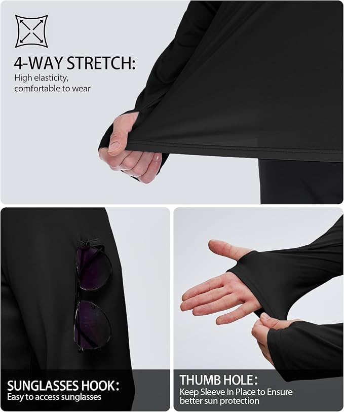 ZITY Men's Sun Protection Shirts Long Sleeve Rash Guard Hoodie UV UPF 50+ Fishing Running Athletic Sweatshirts - Image 4