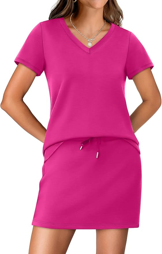 NIASHOT Two Piece Skirt Sets for Women Summer Vacation Travel Outfits Tennis Golf Skorts Versatile Lounge Sets - Image 2