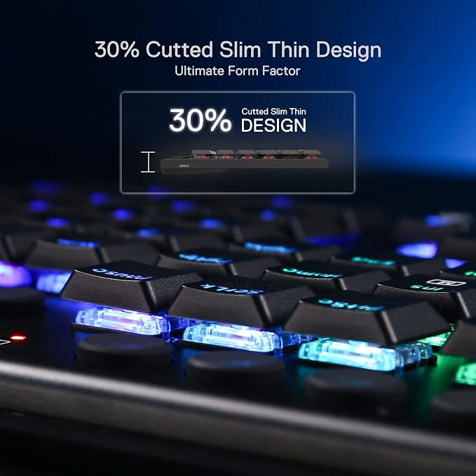 Redragon K619 Horus RGB Mechanical Keyboard, Ultra-Thin Designed Wired Gaming Keyboard w/Low Profile Keycaps, Dedicated Media Control & Linear Red Switch, Pro Software Supported - Image 5