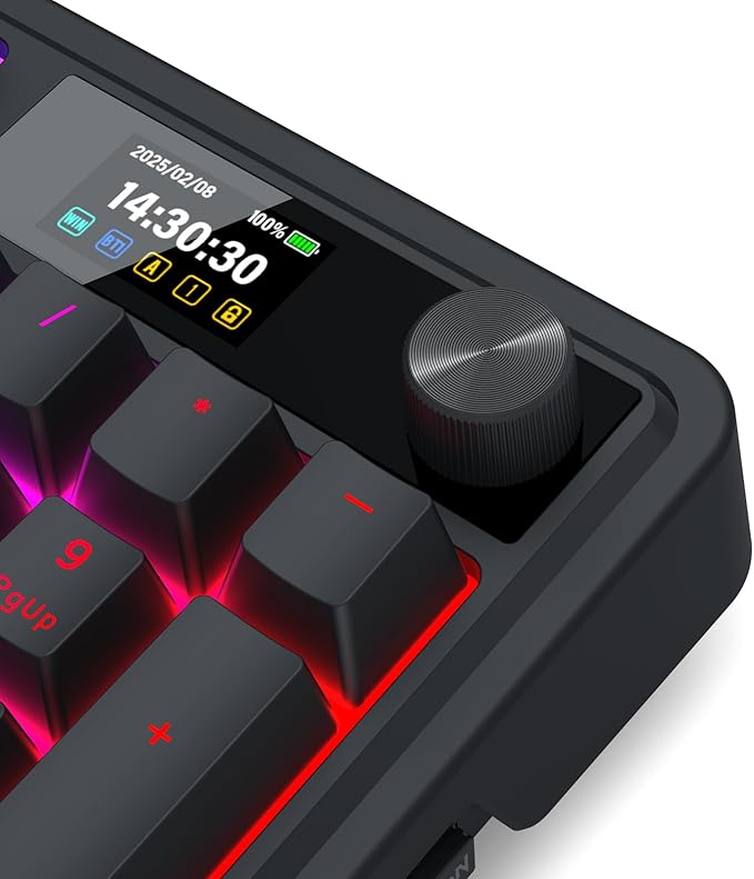 Redragon K719 PRO Wireless 95-Key Gasket Gaming Keyboard, TFT Screen & Knob | Easy-Control LED Info Display, 0-Delay Tri-Mode, Cushioned 5-Layer Noise Dampening for Creamy Thocky Sound, Practical 95 keys - Image 5