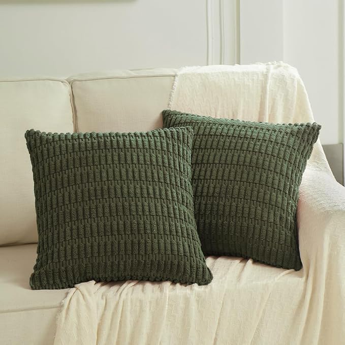Fancy Homi 4 Packs Decorative Throw Pillow Covers for Living Room Couch Bed, Modern Farmhouse Boho Home Décor Accent Cushion Case, 18" x 18", Olive Green - Image 6