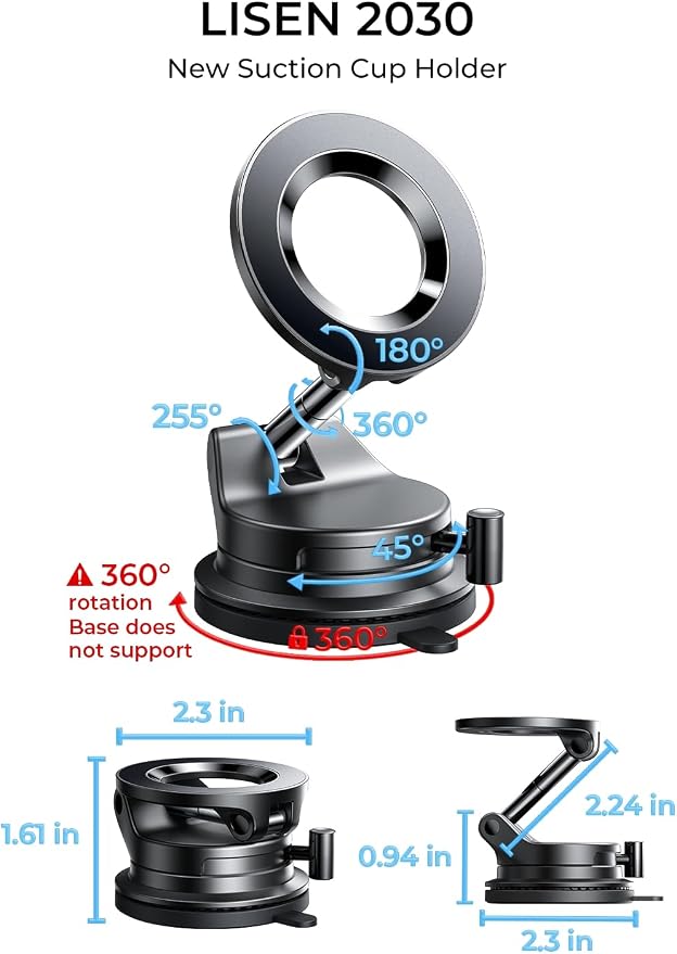 LISEN for Magsafe Car Mount, Cell Phone Holders for Your Car, Magnetic Car Accessories for Women Men Jeep Truck, Vacuum Gifts for iPhone 17 Pro Max 16 15 14 13 12, Samsung S25, Pearl White - Image 7