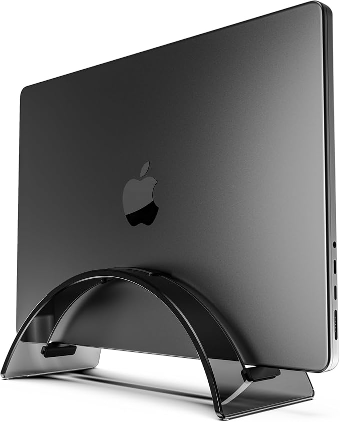 Yikola Vertical Laptop Stand for Desk, Vertical Laptop Hoder Space-Saving Organizer for All MacBook, Laptop Stand Acrylic Invisible Desktop Notebook Dock-Black… by Enjoynow