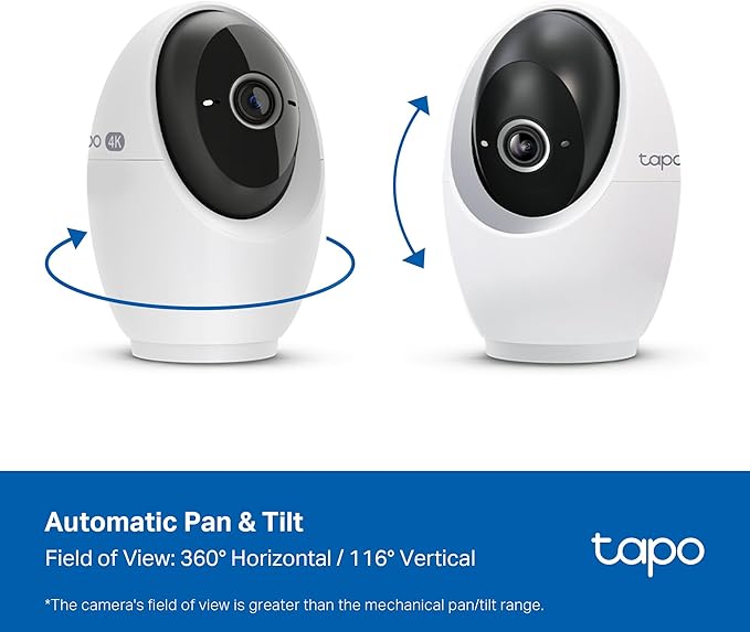 Tapo 4K Indoor Pan/Tilt Wired Security Camera - Works as a Baby Monitor, Person/Pet Detection, Facial Recognition, 360° AI Motion Tracking, Subscription-Free Local Storage or Optional Cloud, C260 - Image 5
