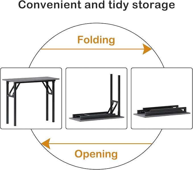 Need Small Computer Desk 31.5 Inch Folding Home Office Table Slate Ash | Black Frame Writing Gaming Work Table/Sturdy Foldable Study Table for Small Space/Dormitory, No Assembly Required - Image 6