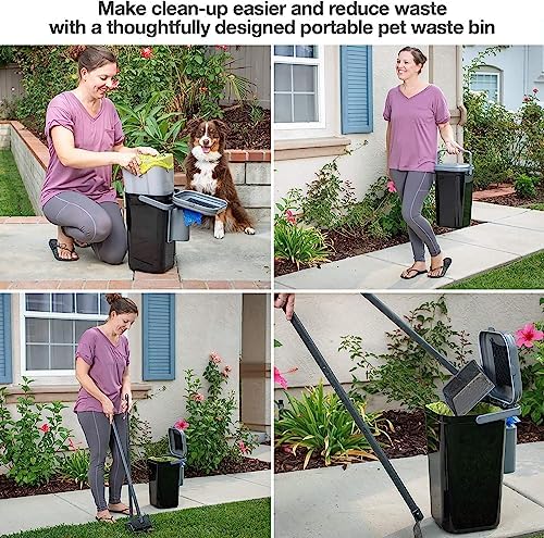 PetFusion Outdoor Pet Waste Disposal, Innovative Dog Poop Trash Can with Locking Handle, With Deodorizer, Built-in Poop Bag Holder, 5 Bags Included. - Image 5