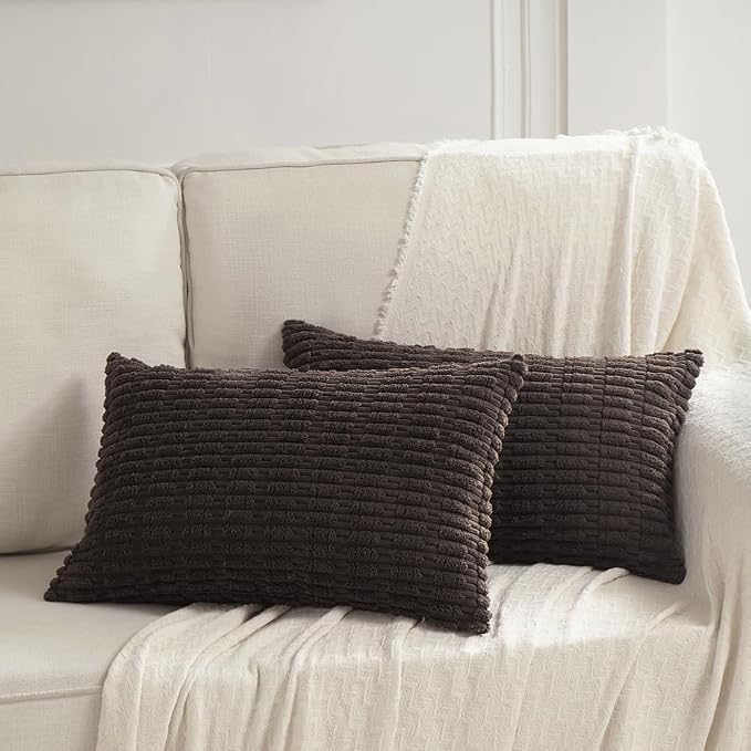 Fancy Homi 4 Packs Decorative Throw Pillow Covers for Living Room Couch Bed, Modern Farmhouse Boho Home Décor Accent Cushion Case, 24" x 12", Dark Brown - Image 5