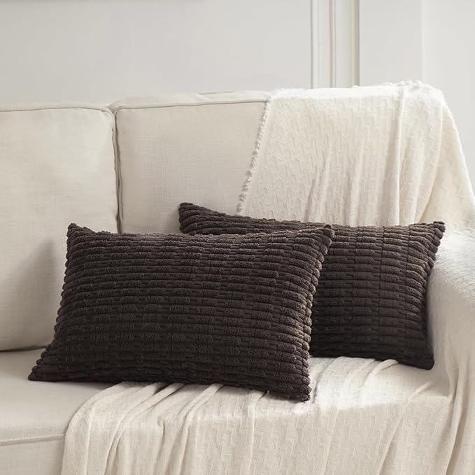 Fancy Homi 4 Packs Decorative Throw Pillow Covers for Living Room Couch Bed, Modern Farmhouse Boho Home Décor Accent Cushion Case, 24" x 14", Dark Brown - Image 5