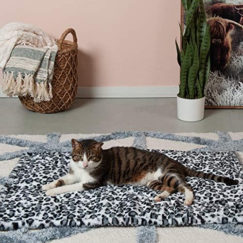 Furhaven ThermaNAP Self-Warming Cat Bed for Indoor Cats & Large/Medium Dogs, Washable & Reflects Body Heat - Quilted Faux Fur Reflective Bed Mat - Snow Leopard, Large (Pack of 3) - Image 3