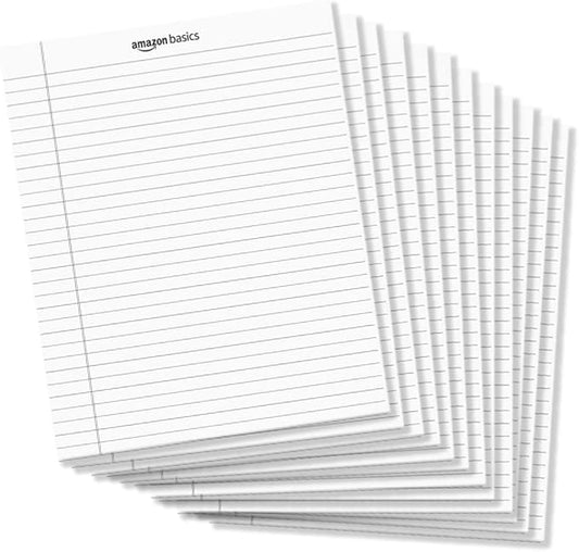 Amazon Basics Legal/Wide Ruled 8-1/2 by 11-3/4 Legal Pad, White, 600 Count (12 Pack of 50 Sheets) by AmazonBasics